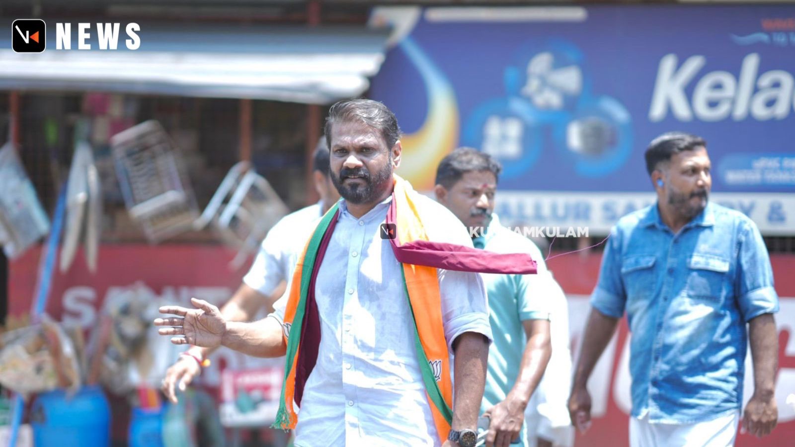 എൻ.ഡി.എ സ്ഥാനാർത്ഥി കെ.ആർ രജിൽ എരുമപ്പെട്ടിയിൽ പ്രചരണം നടത്തി